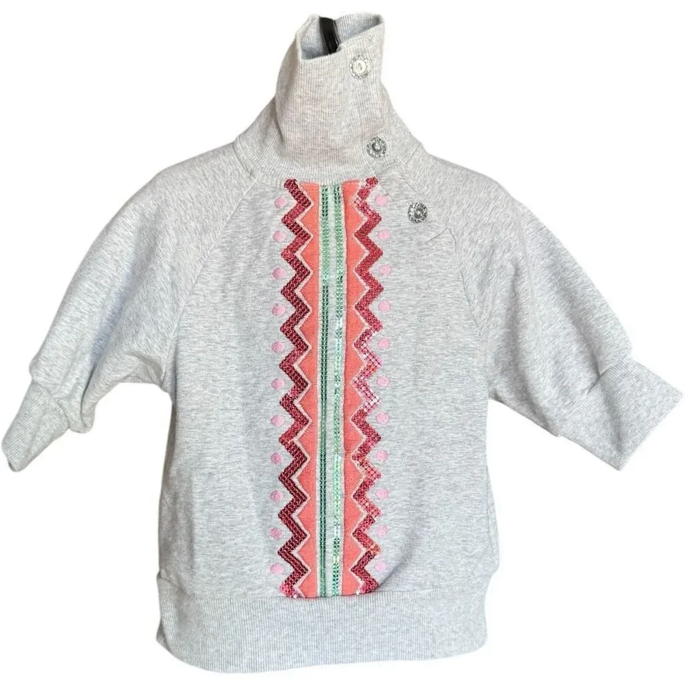 Toddler Girls Gymboree Tribal Sequin Embellished Sunburst High Neck Top XS 3/4